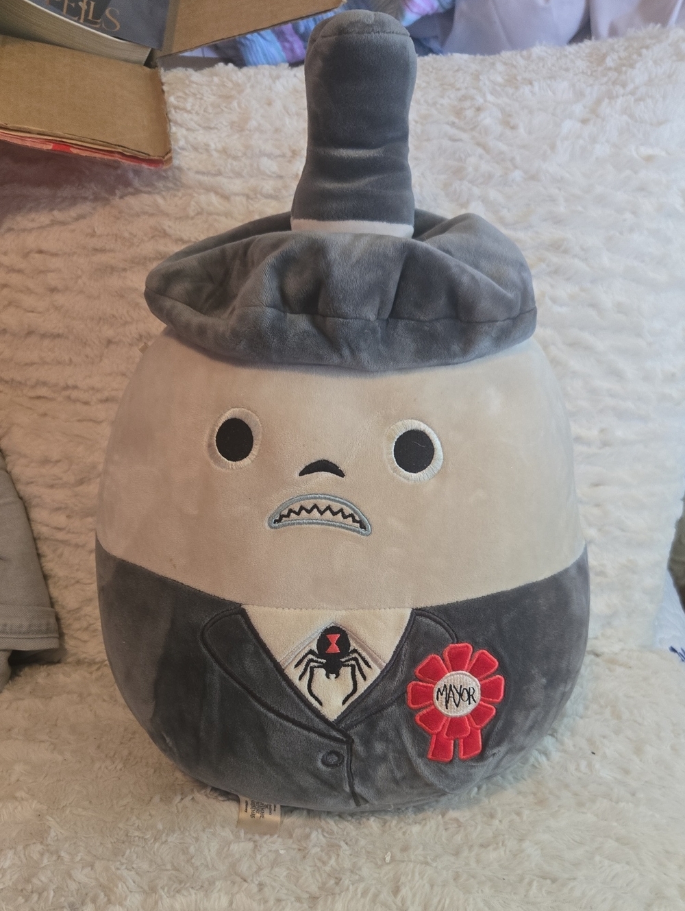 Plush Mayor Costume Character in Gray and Cream
